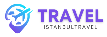 Blue and Purple Illustrative Travel Agency Logo